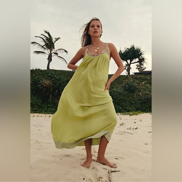 Free People Dresses & Skirts - NWOT Free People Rio Reversible Midi Small and medium  yellow/Green striped